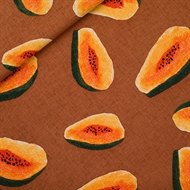 Afbeelding van Papayas - L - Linnen Viscose Blend - Glazuurd Gemberbruin